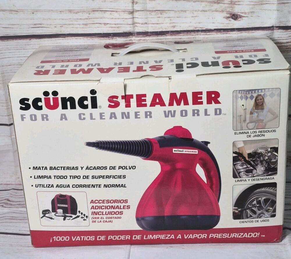Scunci Steamer Steam Cleaner Model SS-1000 Bonus Accessories 1000W Includes Bag